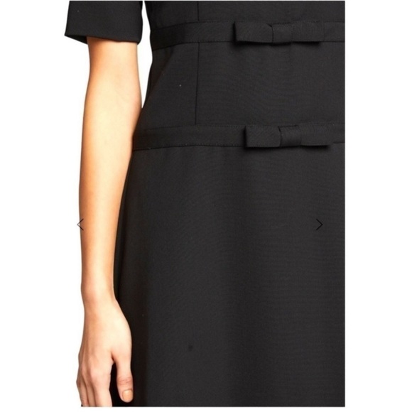 Rebecca TAYLOR Wool Short-Sleeve Bow Accent A-line Shift Structured Mini Dress - Picture 6 of 11
